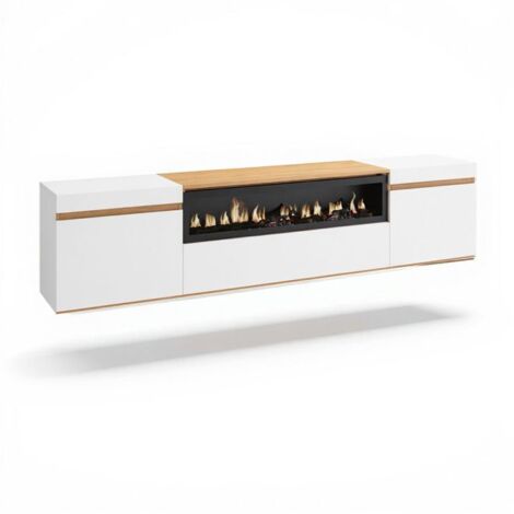 Mueble TV Kavos Wall Chimenea Blanco - Roble Arena (ancho) x 45cm (alto)