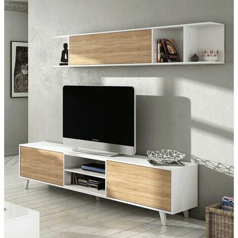 Salón Zaiken Plus Blanco - Roble Canadian 180cm (ancho) x 54cm (alto)
