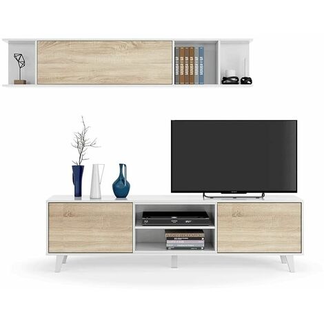 Salón Zaiken Plus Blanco - Roble Canadian 180cm (ancho) x 54cm (alto)