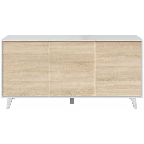 Aparador Zaiken Plus Blanco - Roble Canadian 154cm (ancho) x 75cm (alto)