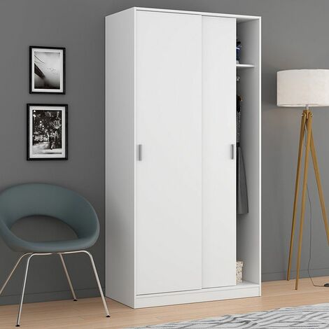 Armario Max 2 puertas correderas Blanco Artik (Blanco Mate) 100cm (ancho) x 200cm (alto)