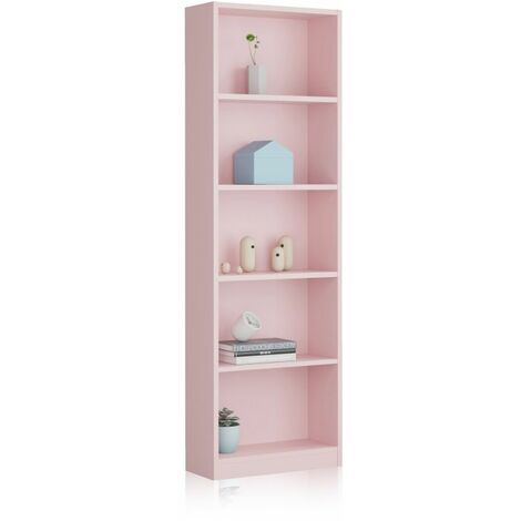 Estantería y Librería Juvenil Dormitorio Infantil I-Joy Melamina Color Rosa 52x180x25 cm