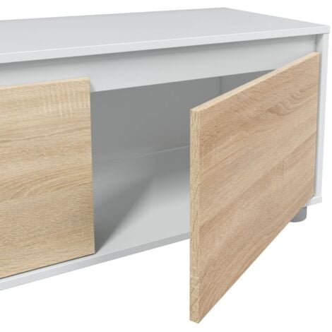 Salón Alida Blanco Artik (Blanco Mate) - Roble Canadian 200cm (ancho) x 43cm (alto)