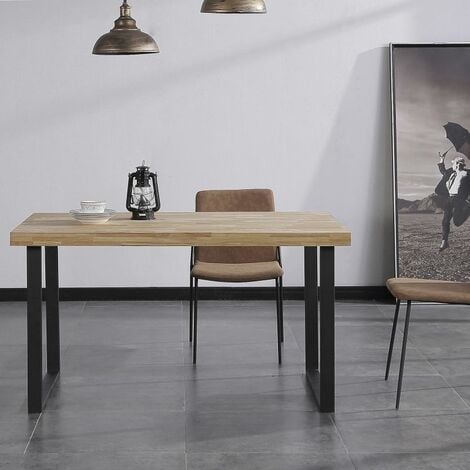 Mesa de comedor Natural Roble salvaje - Negro 140x80