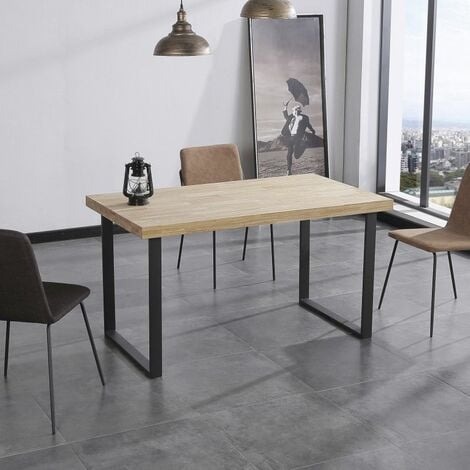 Mesa de comedor Natural Roble salvaje - Negro 140x80