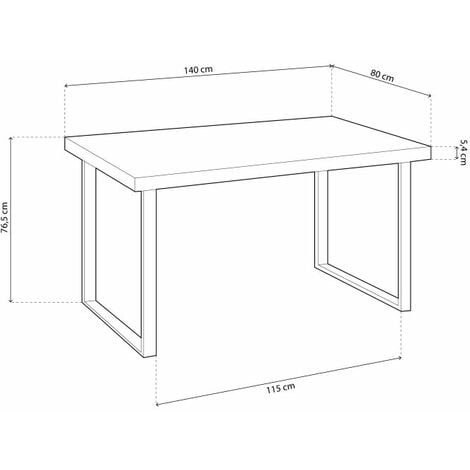 Mesa de comedor Natural Roble salvaje - Negro 140x80
