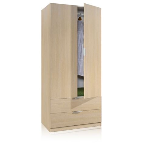 Armario Low Cost 2 puertas 2 cajones Roble 81,5cm(armario)/75cm(cajón) (ancho) x 180cm(armario)/13cm(cajón) (alto)
