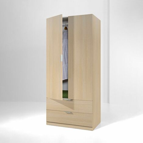 Armario Low Cost 2 puertas 2 cajones Roble 81,5cm(armario)/75cm(cajón) (ancho) x 180cm(armario)/13cm(cajón) (alto)