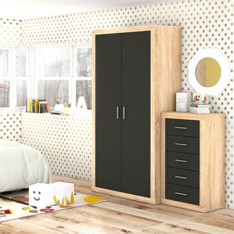 Armario 2 puertas Lara 105 Cambria - Grafito 105cm (ancho) x 208cm (alto)