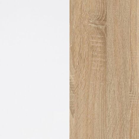 Mueble TV Brooklyn Blanco Artik (Blanco Mate) - Roble Canadian 130cm (ancho) x 47cm (alto)