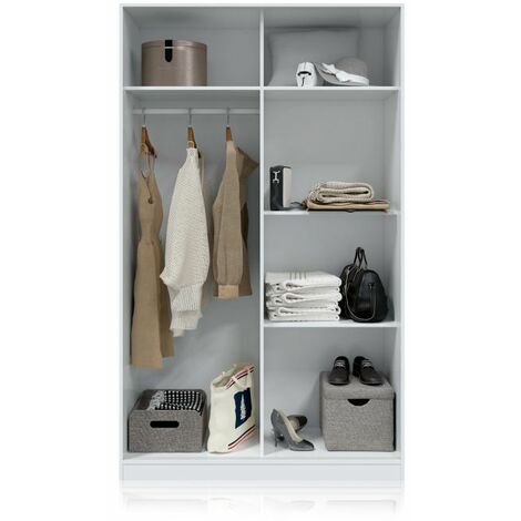 Armario Elliot 120 2 puertas correderas Blanco Artik (Blanco Mate) – Blanco Velho (ancho) x 200cm (alto)