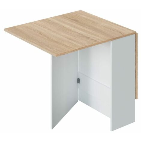 Mesa de comedor Fly Blanco Artik (Blanco Mate) - Roble Canadian 77cm (ancho) x 78cm (alto)