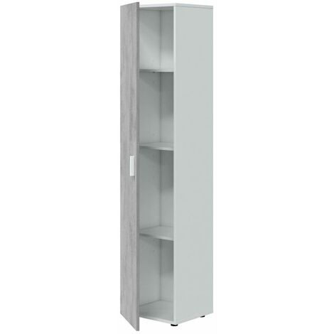 Armario Multiusos 1 puerta Blanco - Cemento 41cm (ancho) x 182cm (alto)