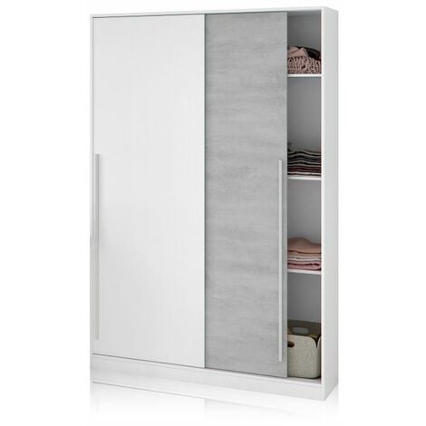 Armario Max 120 Blanco Artik (Blanco Mate) - Gris Cemento (ancho) x 200cm (alto)