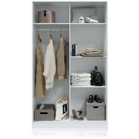Armario Max 120 Blanco Artik (Blanco Mate) - Gris Cemento (ancho) x 200cm (alto)
