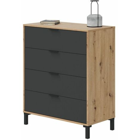 Cómoda Enzo Gris Antracita - Roble Nodi 77,5cm (ancho) x 94cm (alto) (1/10)