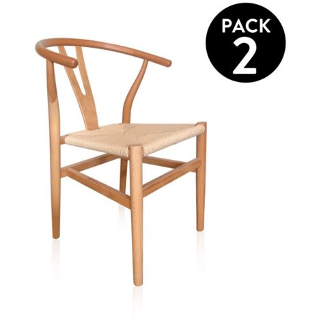 Pack 2 sillas de comedor Kioto Natural claro 52cm (ancho) x 76cm (alto) (1/5)