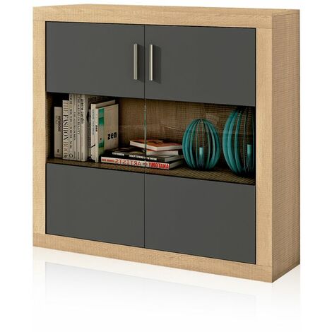 Bodeguero Nuka 2 puertas Cambria - Grafito (ancho) x 110cm (alto)