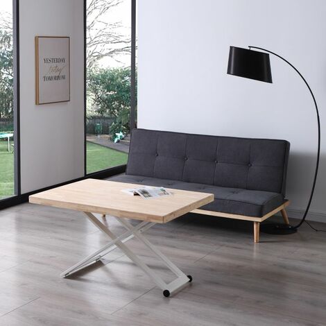 Mesa de centro elevable extensible Katia Roble - Negro, Roble