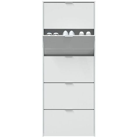 Zapatero Moderno de 5 puertas Blanco Brillo 70cm (ancho) x 180cm (alto)