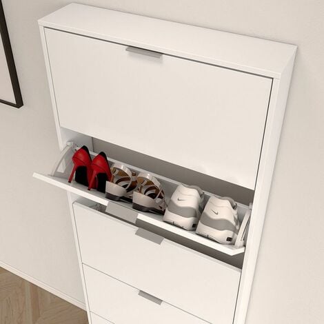 Zapatero Moderno de 5 puertas Blanco Brillo 70cm (ancho) x 180cm (alto)