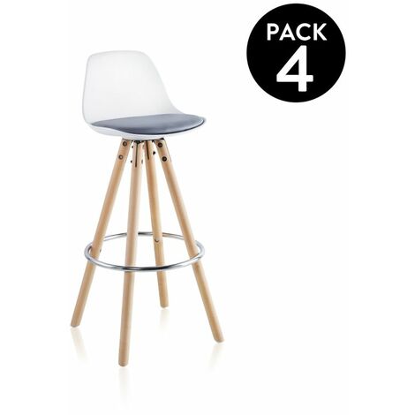 Pack 4 Taburetes Leif Blanco - Gris 41cm (ancho) x 96cm (alto) (1/5)