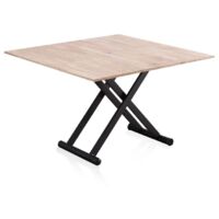 Mesa de centro elevable extensible Katia Negro - Roble 110cm (ancho) x 76cm (alto)