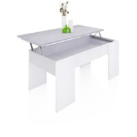 Mesa de centro elevable Vita Blanco Artik (Blanco Mate) - Gris Cemento 50cm (ancho) x 45cm (alto)