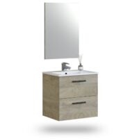 Mueble de baño con espejo Sense 2 cajones 60 Roble Alaska (ancho) x 57cm (alto)