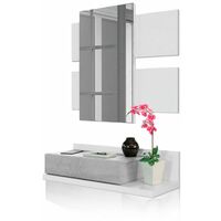 Mueble de recibidor Tekkan Blanco Artik (Blanco Mate) - Gris Cemento 75cm (ancho) x 116cm (alto)