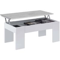 MESA CENTRO ELEVABLE 45X100X50CM CEMENTO/ BLANCO ARTIK