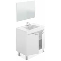 Mueble de baño con espejo LC1 80 Blanco Brillo 80cm (ancho) x 80cm (alto)