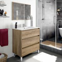 Mueble de baño con espejo Dakota 3 cajones Nordik 80cm (ancho) x 86cm (alto) - Nordik