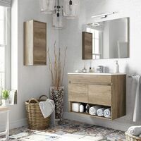 Mueble de baño con espejo Cotton 2 puertas Nordik 80cm (ancho) x 64cm (alto) - Nordik