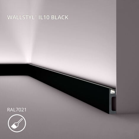 Sockelleiste NMC IL10 BLACK WALLSTYL Noel Marquet Zierleiste Stuckleiste  Indirekte Beleuchtung bereits lackiert Modernes Design schwarz