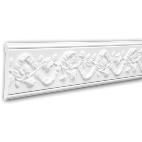 Wand- und Friesleiste PROFHOME 651302 Stuckleiste Zierleiste stoßfest  Wandleiste Neo-Klassizismus-Stil weiß 2 m