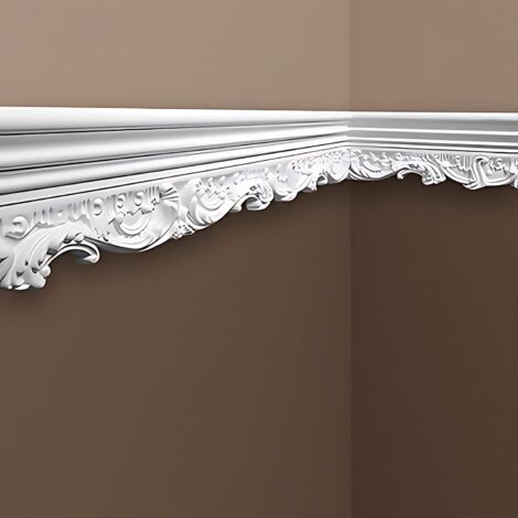 Wand- und Friesleiste PROFHOME 151368 Stuckleiste Zierleiste Friesleiste Neo-Renaissance-Stil weiß 2 m