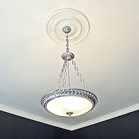 PRO[f]home Rosette 156005 – Deckenelement Neo-Klassizismus, Weiß, 65,6cm Durchmesser, Aus Polyurethan