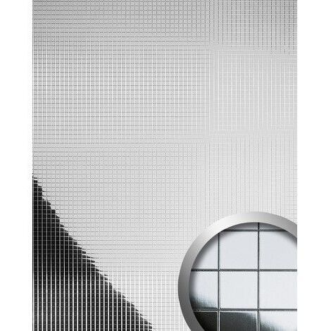 Wandverkleidung Wandpaneel WallFace 27378 M-Style Design Paneel Metall Mosaik Fliesen selbstklebend spiegelnd silber 0,96 qm