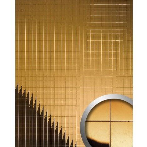 Wandpaneel Wandverkleidung WallFace 27375 M-Style Design Metall Mosaik Dekor selbstklebend spiegelnd gold 0,96 qm
