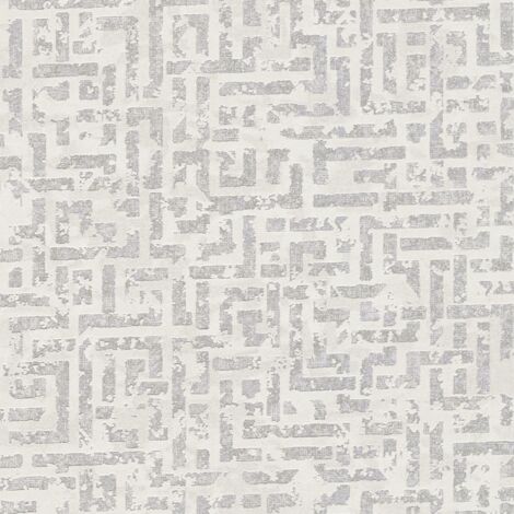 Grafik Tapete Profhome 386951 Vliestapete strukturiert mit metallischen Akzenten glitzernd weiß silber creme-weiß 5,33 m2 (1/5)