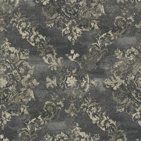 Barock Tapete Profhome 387074 heißgeprägte Vliestapete leicht strukturiert im romantischen Design glänzend anthrazit gold schwarz-grau 5,33 m2 (1/5)