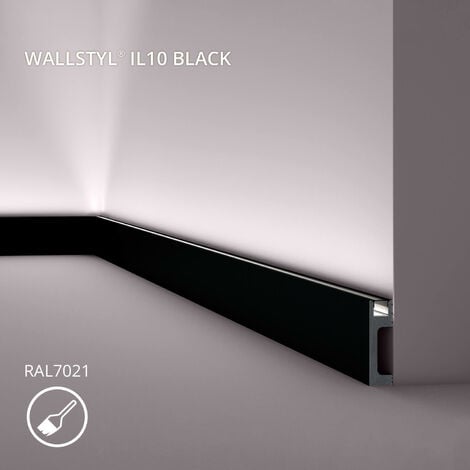 Cornisa NMC IL12 WALLSTYL Noel Marquet Moldura decorativa incluido difusor  de luz Perfil de estuco Luz indirecta diseño moderno gris 2 m