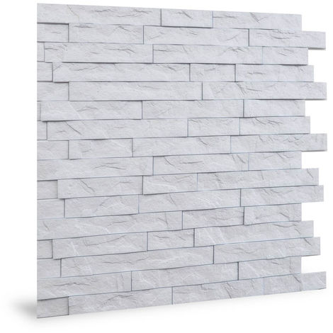 Panel de pared 3D Profhome 3D 704447 Ledge Stone Matte White Panel decorativo gofrado de aspecto piedra brillante blanco 2 m2