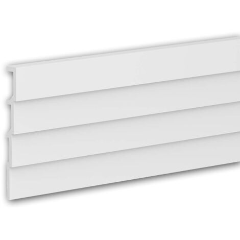 3d revestimiento mural Profhome 659805 Panel de pared Panel acustico Moldura para pared Friso Perfil de estuco Moldura decorativa diseño moderno blanco 2 m (1/5)
