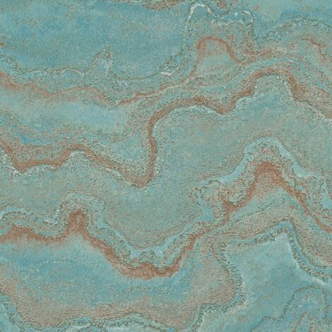 Papel pintado gráfico Profhome 396591 papel pintado vinílico estampado en caliente tejido non tejido texturado de aspecto mármol y efecto metálico azul turquesa oro 5,33 m2 (1/5)