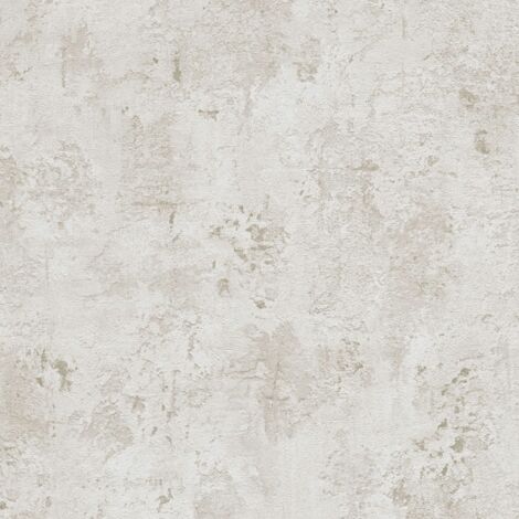 Empapelado efecto estuco Profhome 388231 papel pintado vinílico estampado en caliente tejido non tejido texturado de aspecto concreto mate crema gris beige 5,33 m2