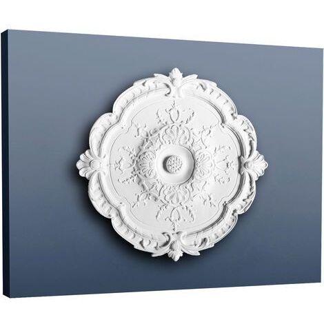 Rosetón Florón Elemento decorativo de estuco Orac Decor R31 LUXXUS para techo o pared blanco 38,5 cm diámetro