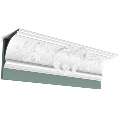 Orac – Cornisa decorativa con volutas – Estilo barroco – L200xP18,2xH18,2cm – Pintable para protección UV (1/5)