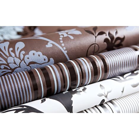 Papel pintado floral EDEM 833-20 diseño precioso flores y hojas negro blanco plata crema 70 cm
